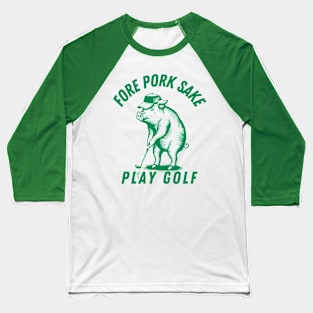 Green Golf Pun Funny Pig art Baseball T-Shirt